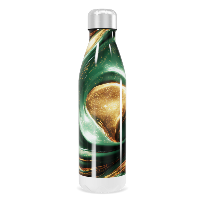 Garrafa Inox - Verde e Dourado Marmorizada