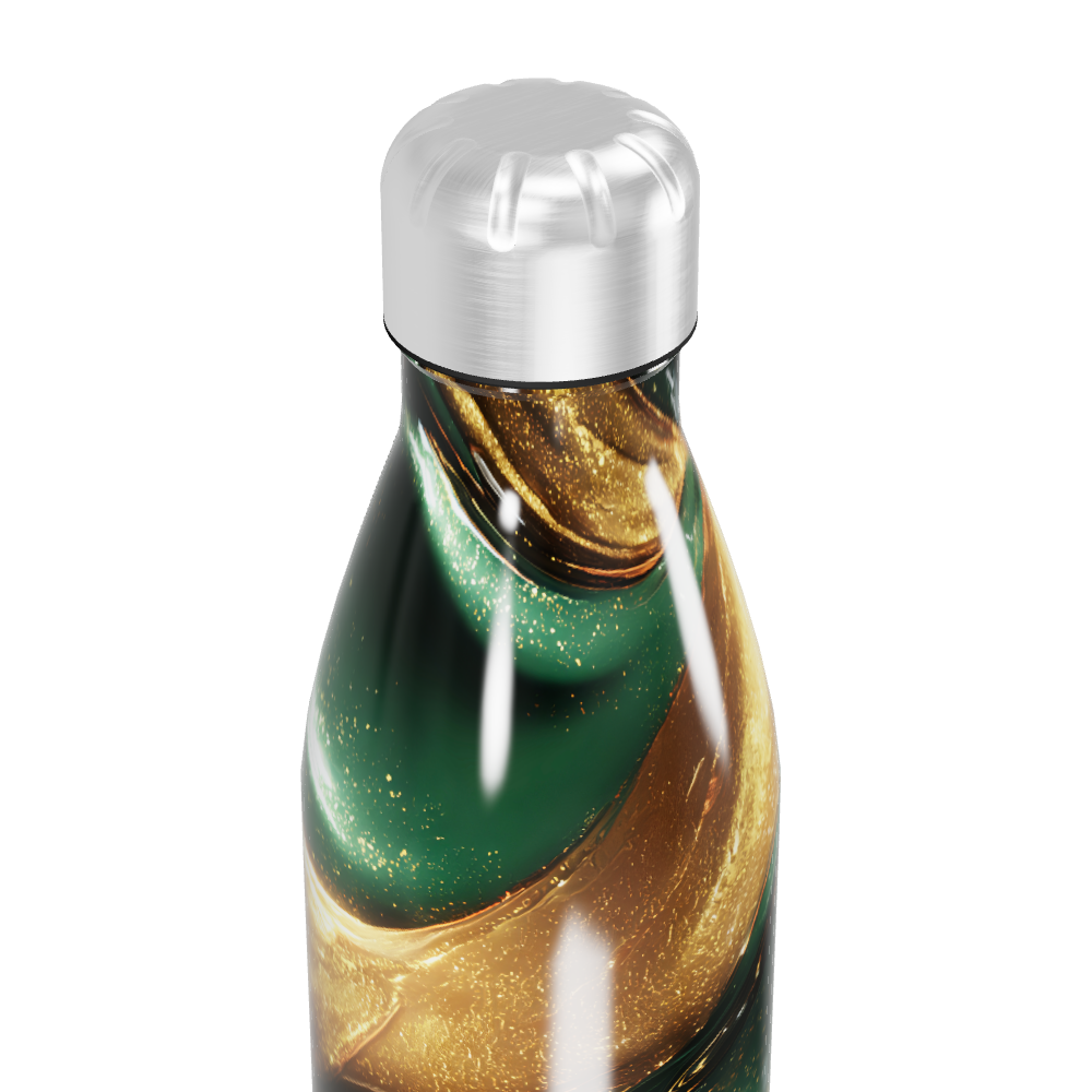 Garrafa Inox - Verde e Dourado Marmorizada