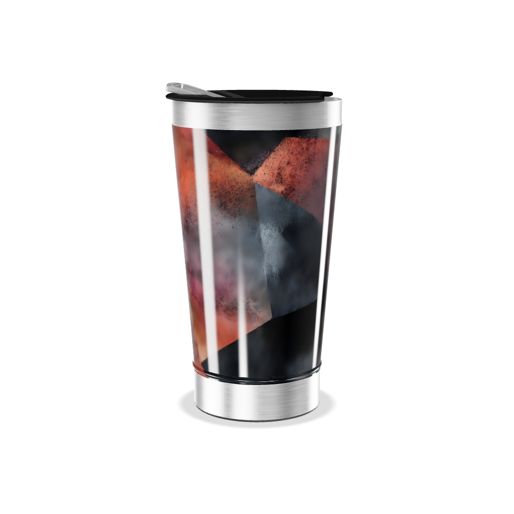 Copo Térmico - Geométrico Preto e Laranja
