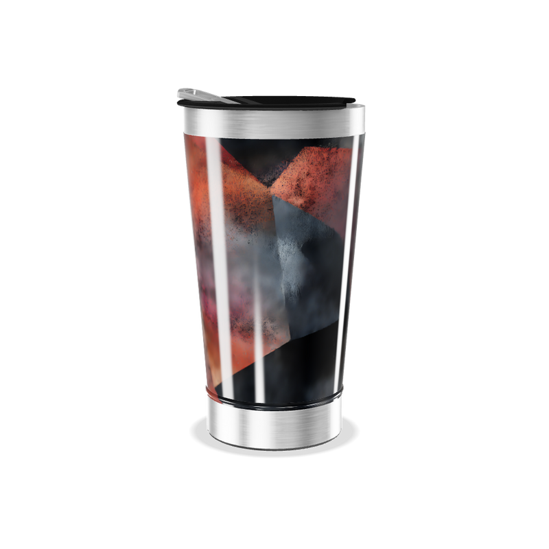 Copo Térmico - Geométrico Preto e Laranja
