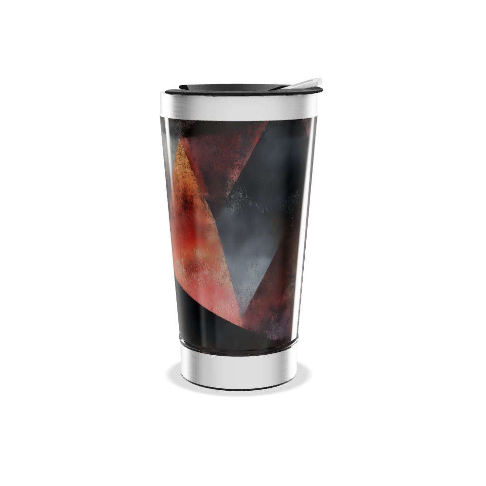 Copo Térmico - Geométrico Preto e Laranja