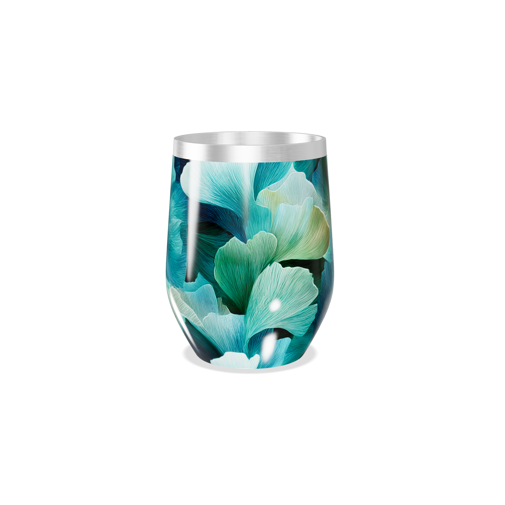 Copo Térmico Slim - Floral Azul Aço Inox