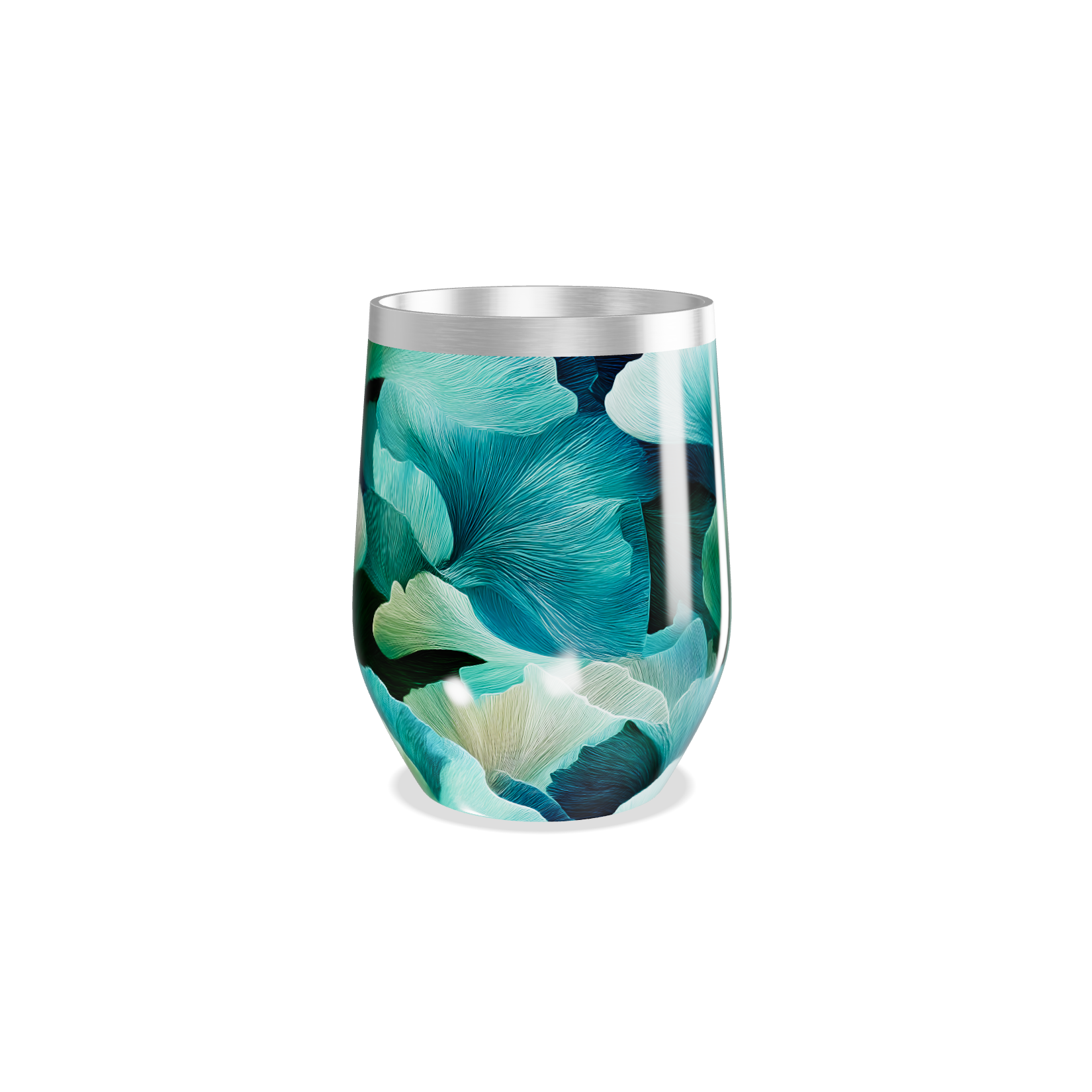 Copo Térmico Slim - Floral Azul Aço Inox