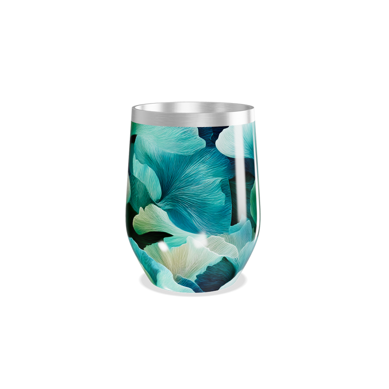 Copo Térmico Slim - Floral Azul Aço Inox