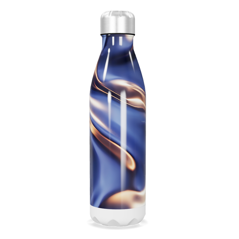 Garrafa Inox - Azul com Design Ondulado