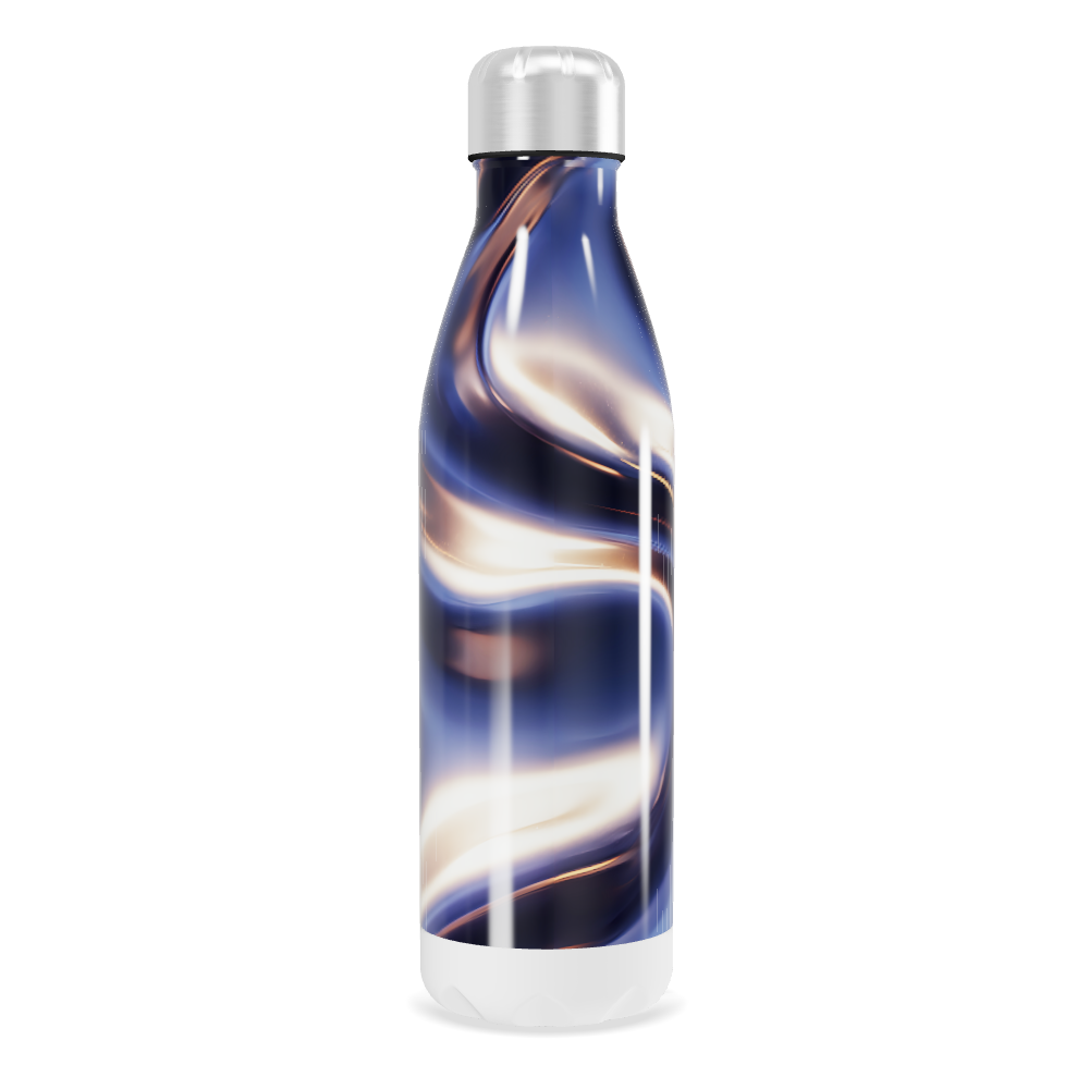 Garrafa Inox - Azul com Design Ondulado