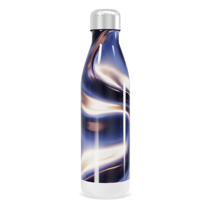 Garrafa Inox - Azul com Design Ondulado