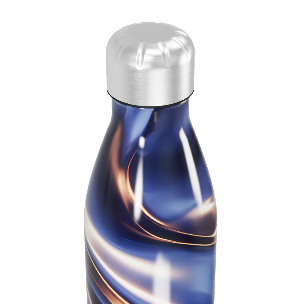 Garrafa Inox - Azul com Design Ondulado
