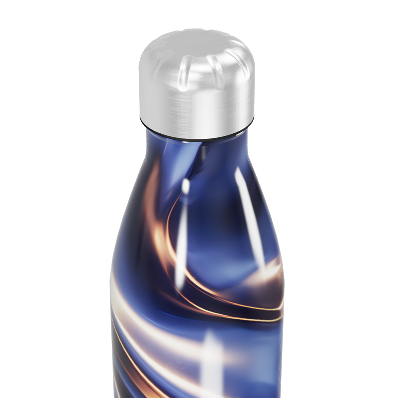 Garrafa Inox - Azul com Design Ondulado
