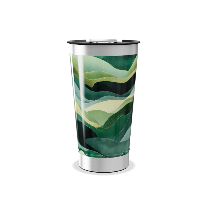 Copo Térmico - Verde com ondas abstratas