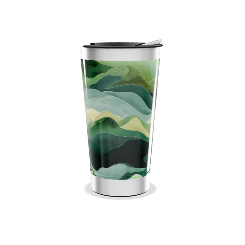 Copo Térmico - Verde com ondas abstratas