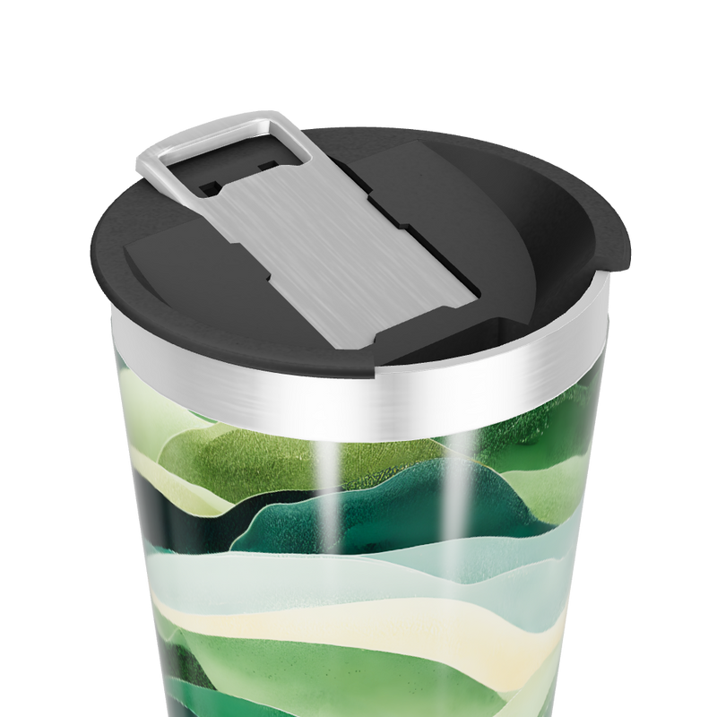 Copo Térmico - Verde com ondas abstratas