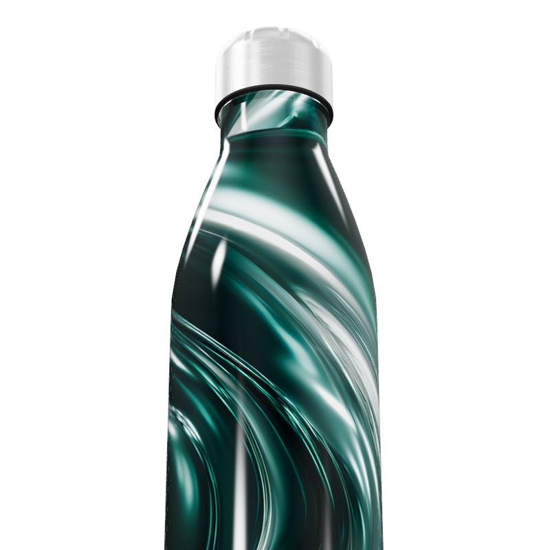 Garrafa Inox - Verde com Estampa Fluida