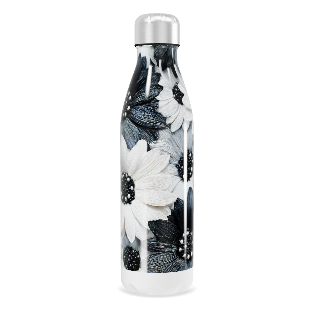 Garrafa Inox - Flores Preto e Branco