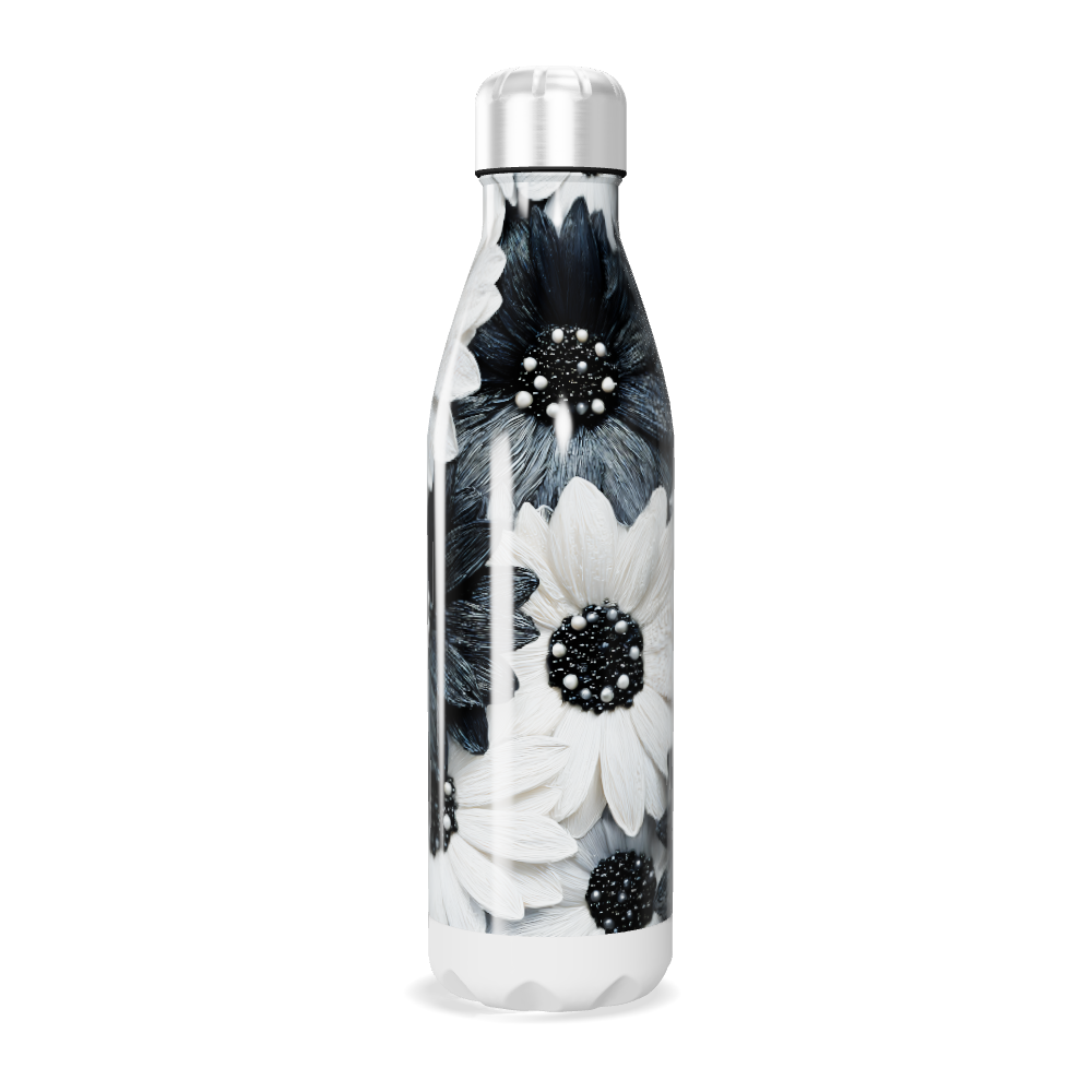 Garrafa Inox - Flores Preto e Branco