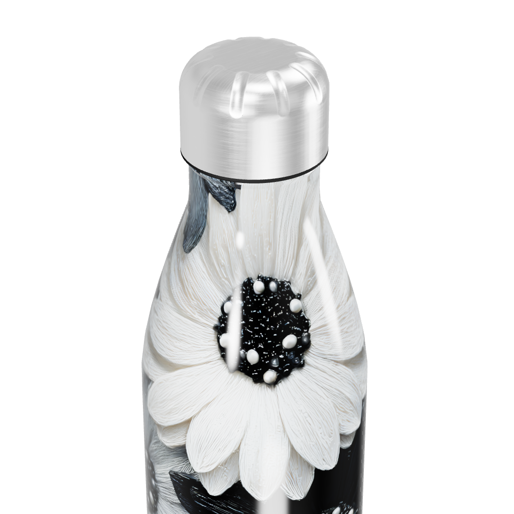 Garrafa Inox - Flores Preto e Branco
