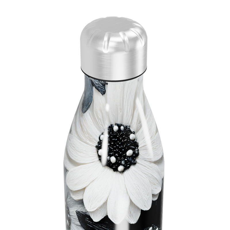 Garrafa Inox - Flores Preto e Branco