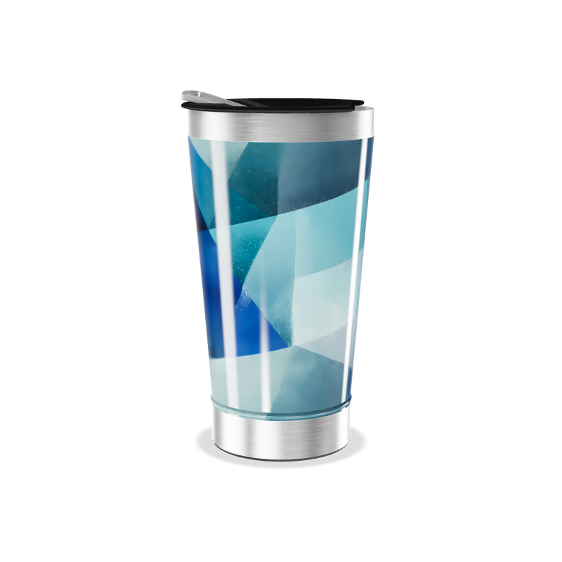 Copo Térmico - Azul Geométrico Aço Inox