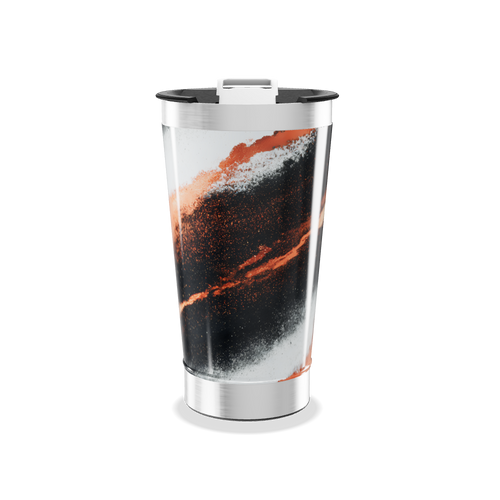 Copo Térmico - Preto e Laranja Aço Inox