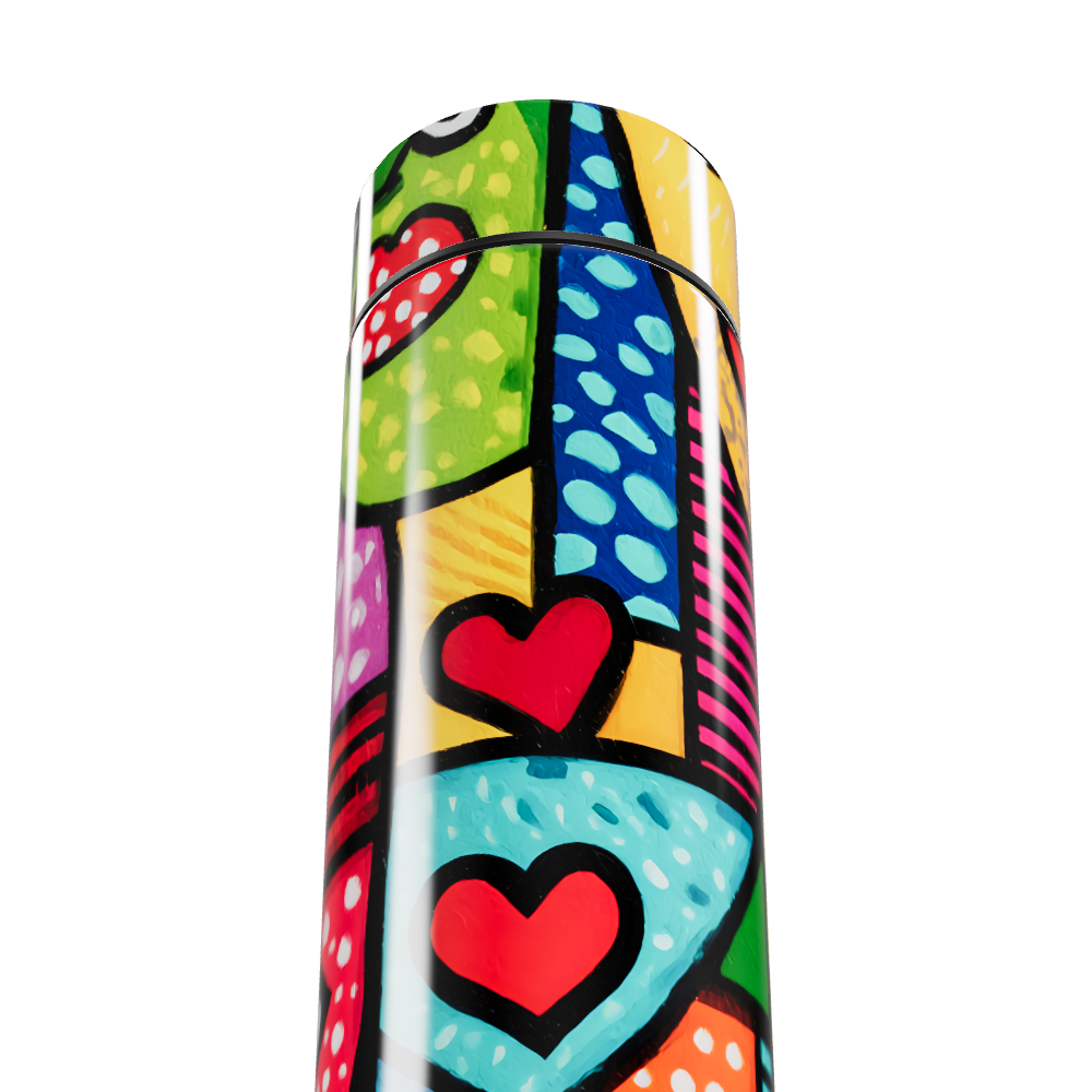 Garrafa Térmica Touch - Estampa Colorida Corações