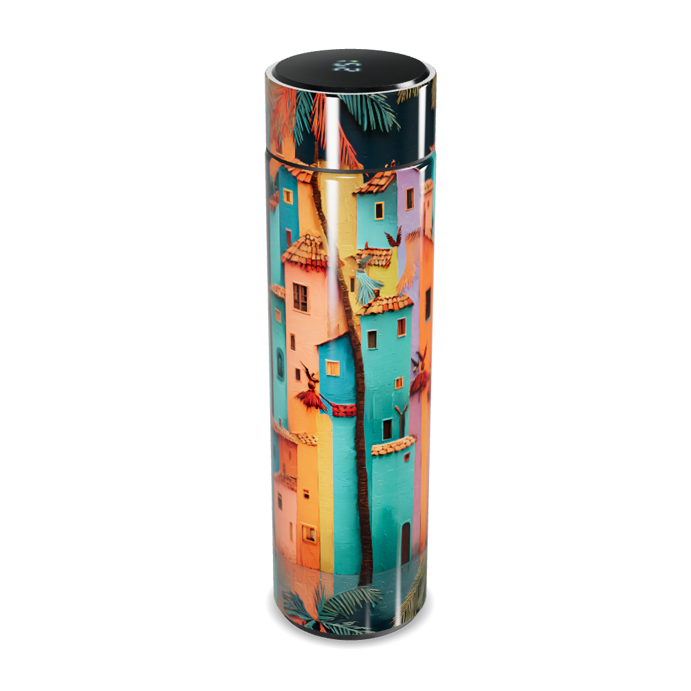 Garrafa Térmica Touch - Estampa Casas Coloridas