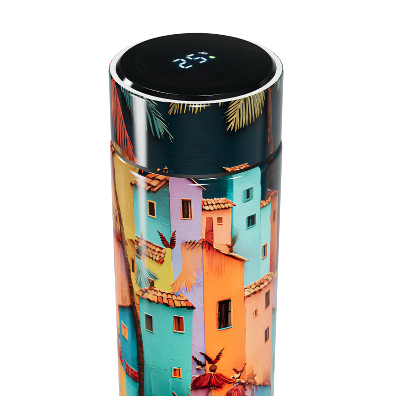 Garrafa Térmica Touch - Estampa Casas Coloridas