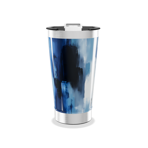 Copo Térmico - Azul com pintura abstrata