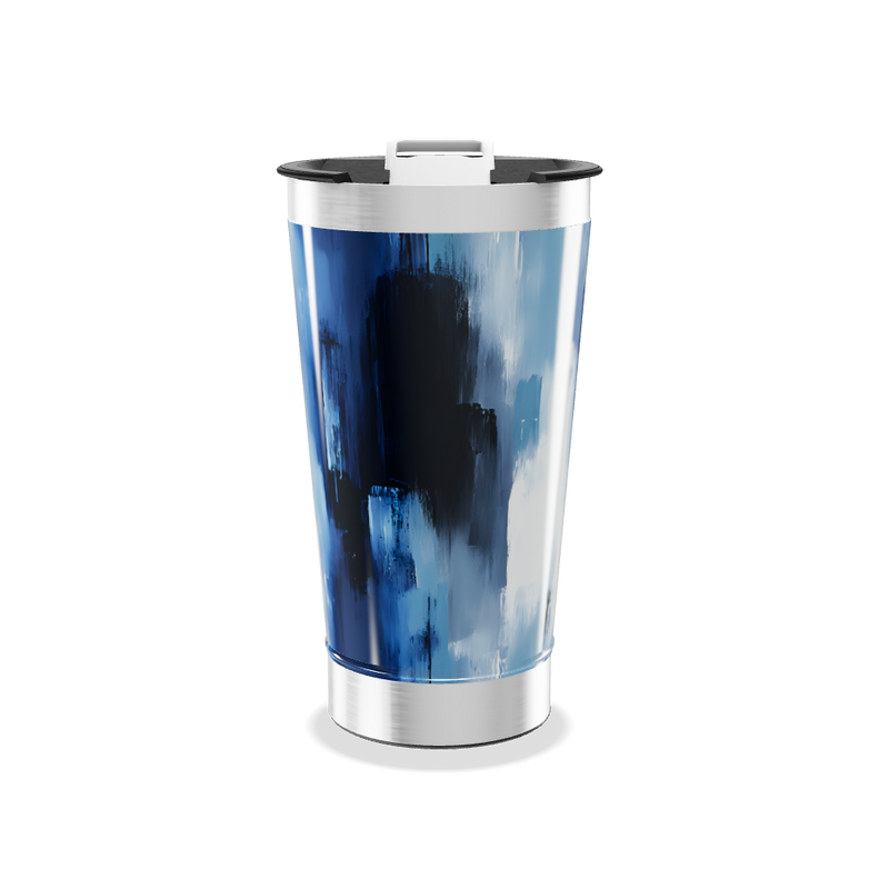 Copo Térmico - Azul com pintura abstrata