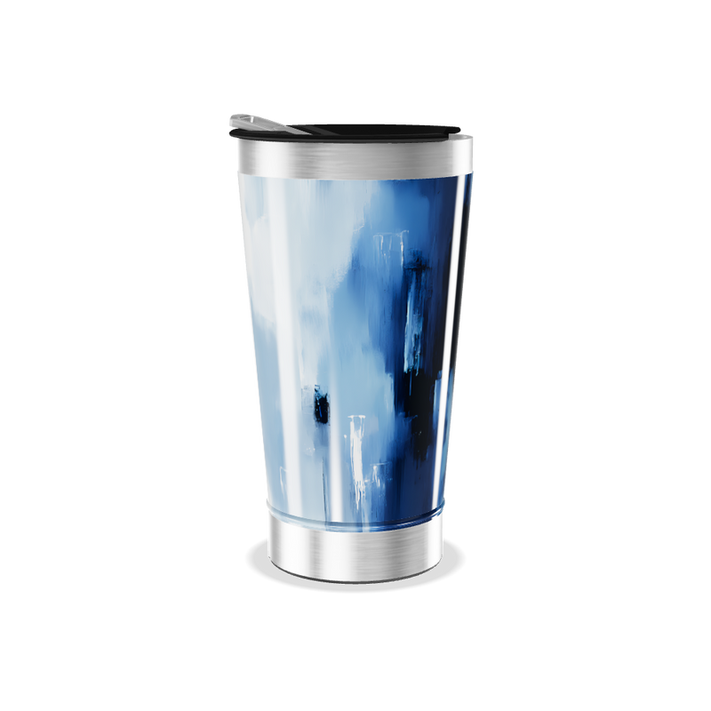 Copo Térmico - Azul com pintura abstrata