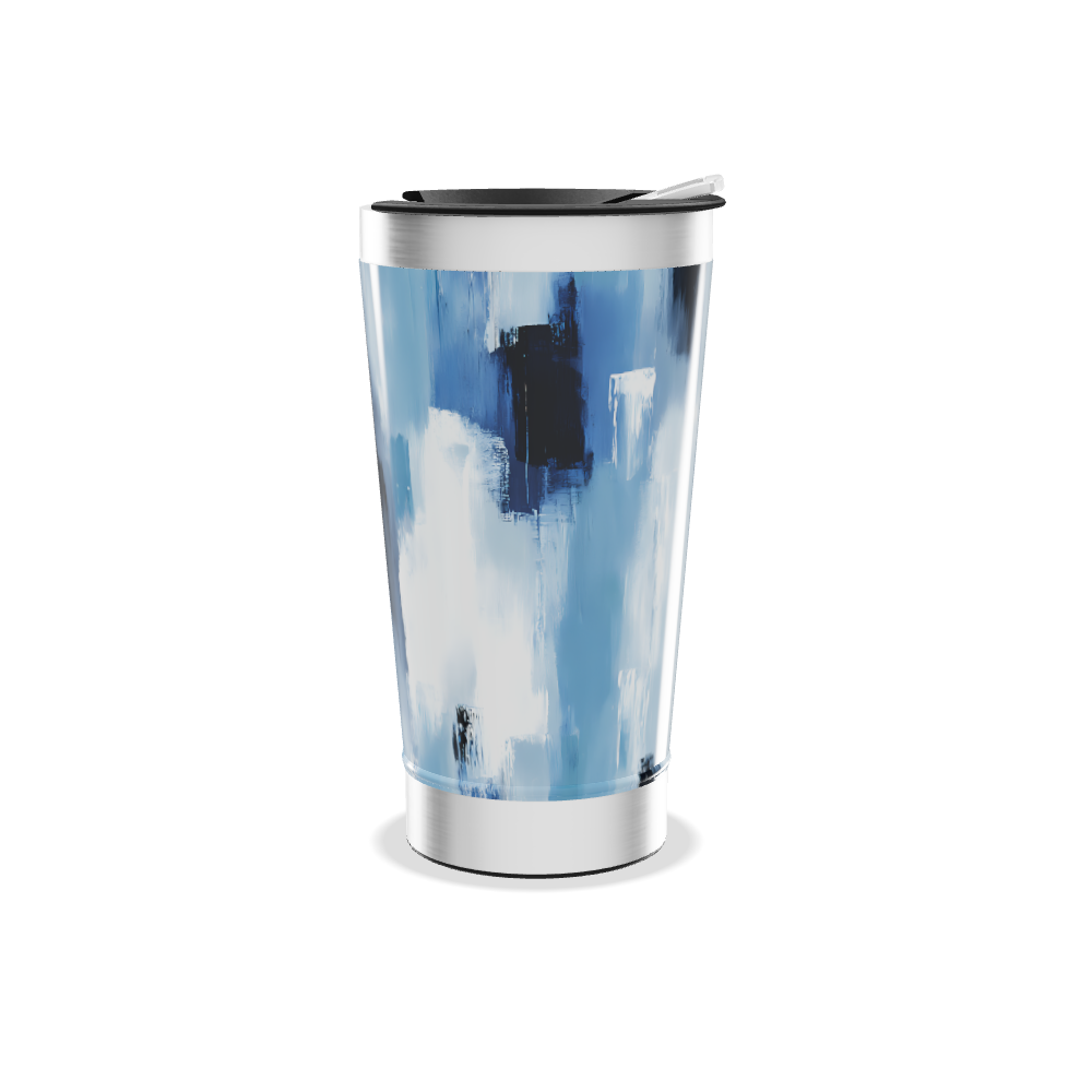 Copo Térmico - Azul com pintura abstrata