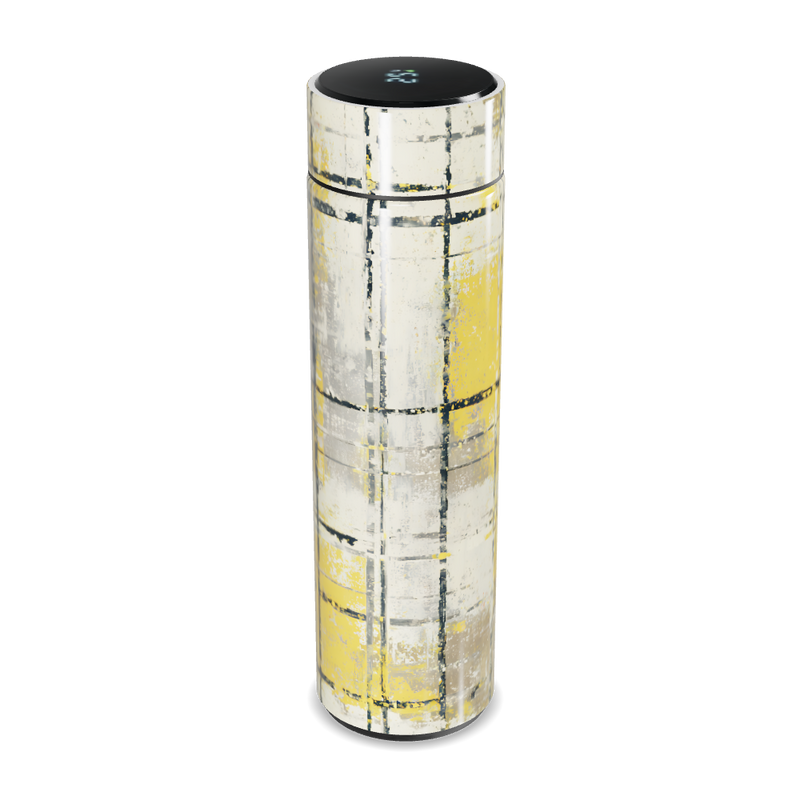 Garrafa Térmica Touch - Amarela com Estampa Quadriculada
