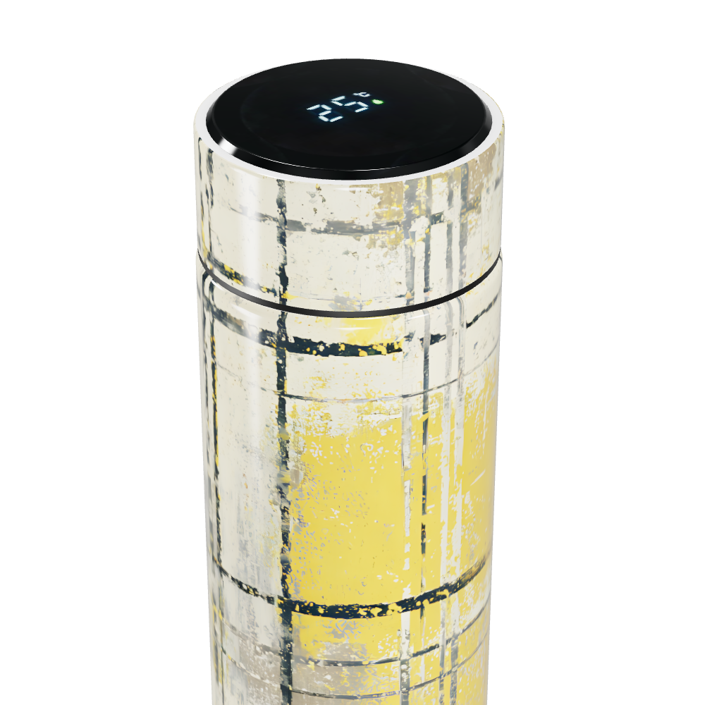 Garrafa Térmica Touch - Amarela com Estampa Quadriculada