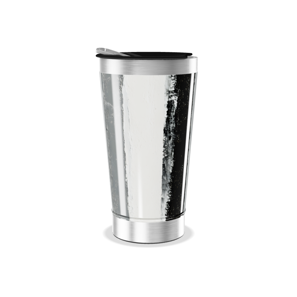 Copo Térmico - Preto e Branco Aço Inox