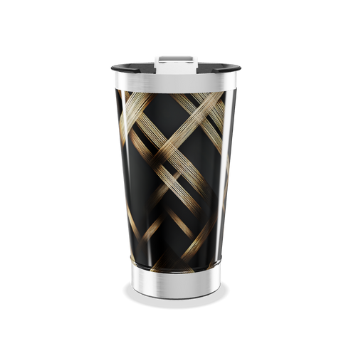 Copo Térmico - Preto com Trama Dourada