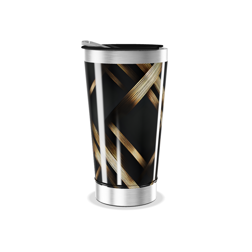 Copo Térmico - Preto com Trama Dourada