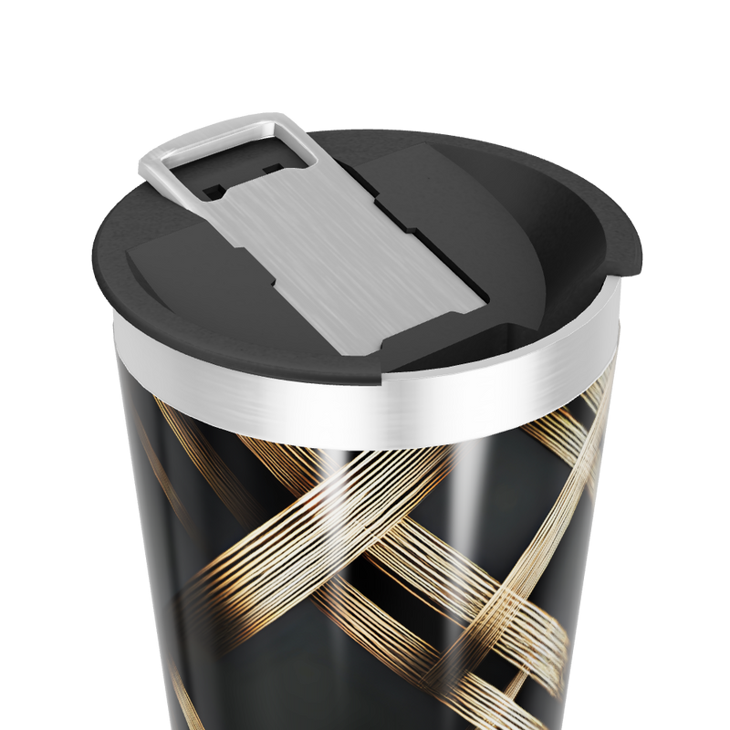 Copo Térmico - Preto com Trama Dourada