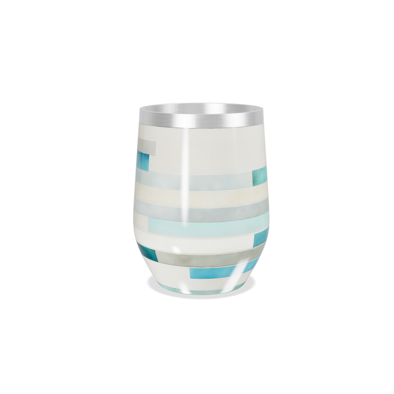 Copo Térmico Slim - Listras Azul e Prata