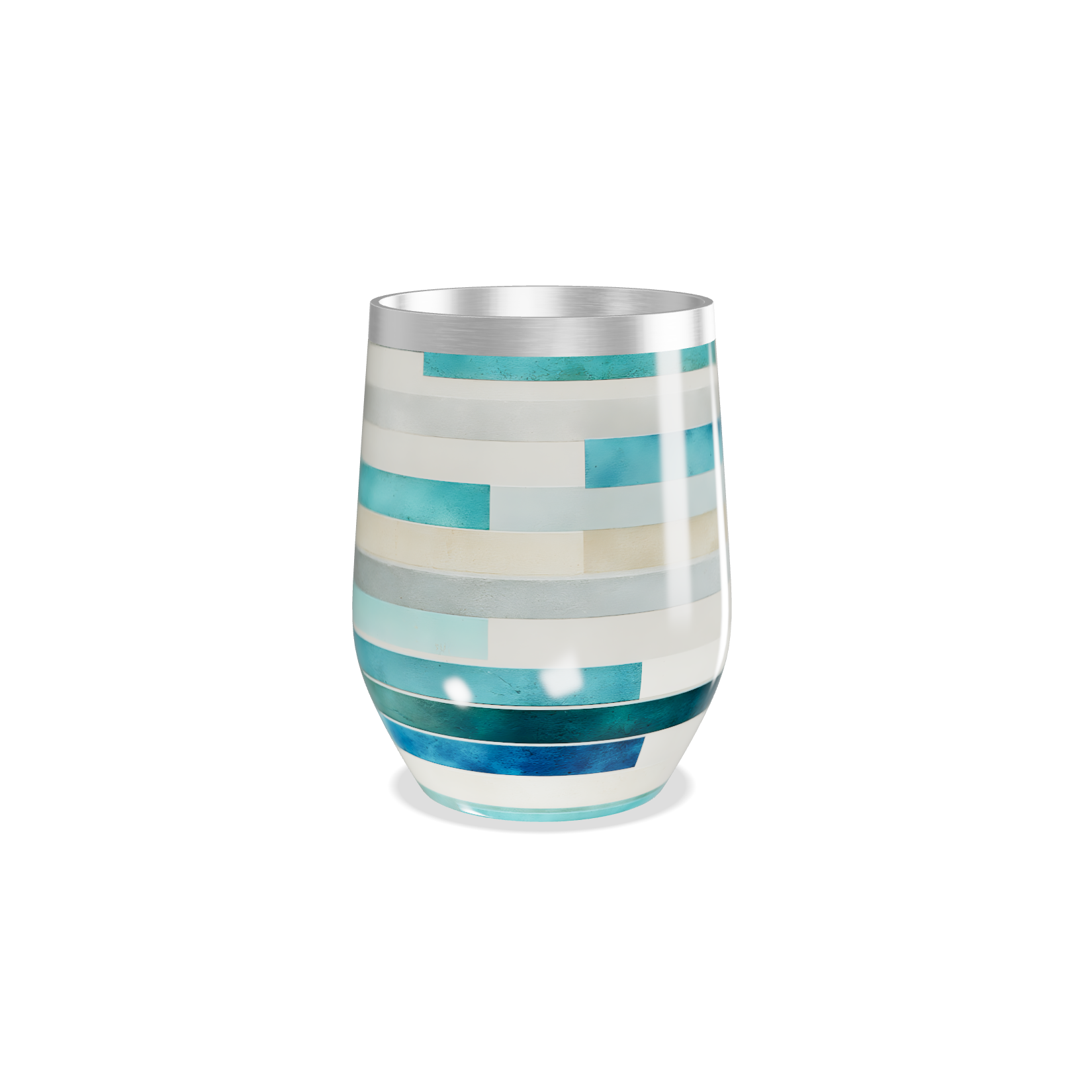 Copo Térmico Slim - Listras Azul e Prata