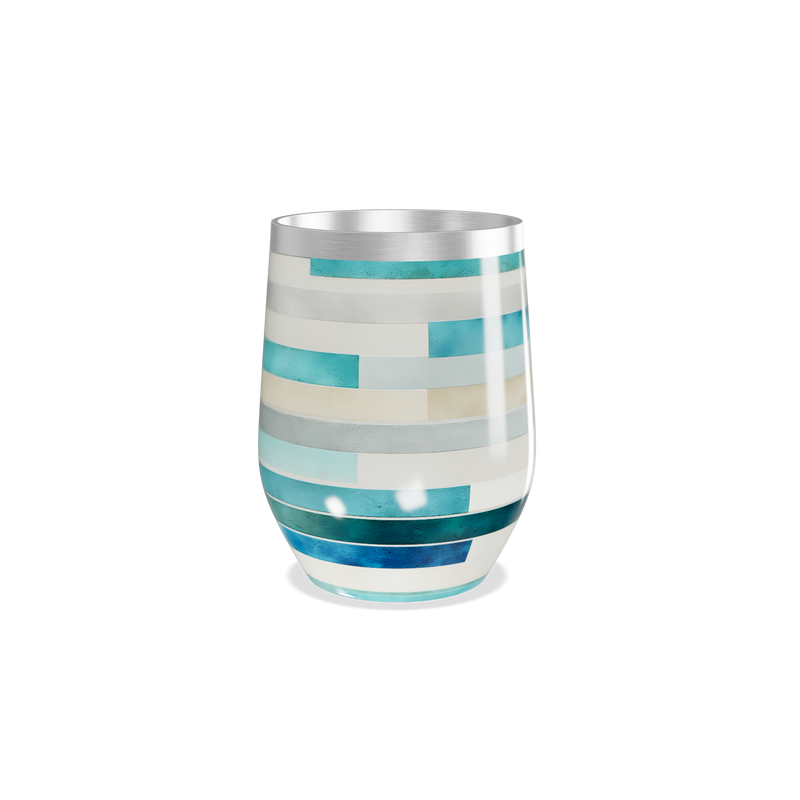 Copo Térmico Slim - Listras Azul e Prata