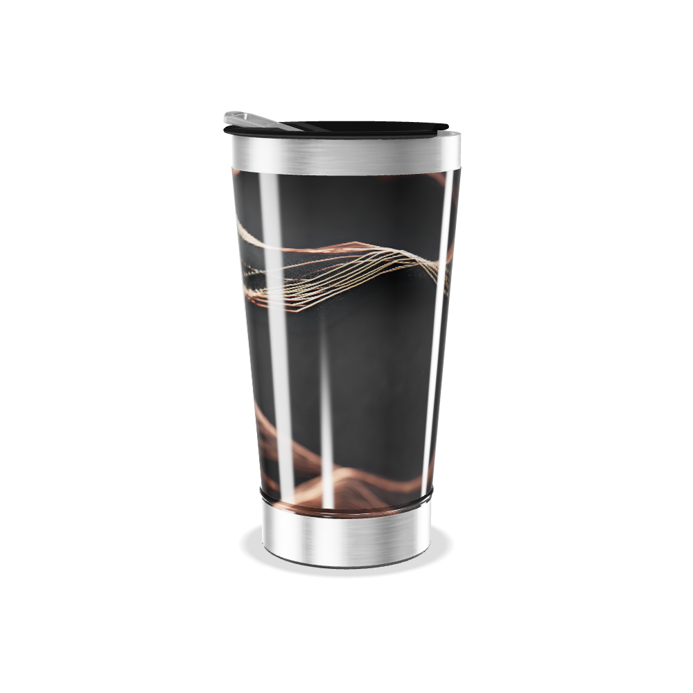 Copo Térmico - Preto com Estampa de Linhas