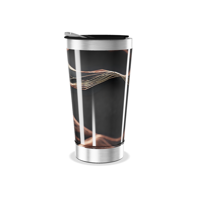 Copo Térmico - Preto com Estampa de Linhas
