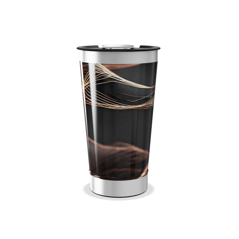 Copo Térmico - Preto com Estampa de Linhas