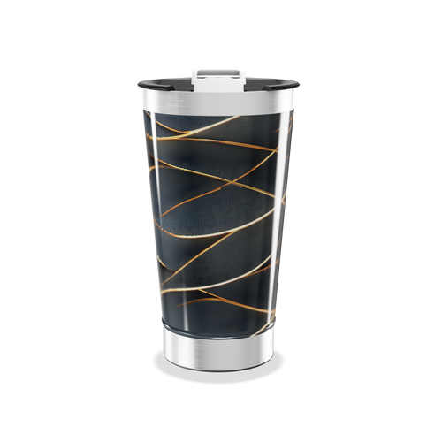 Copo Térmico - Preto com Linhas Douradas
