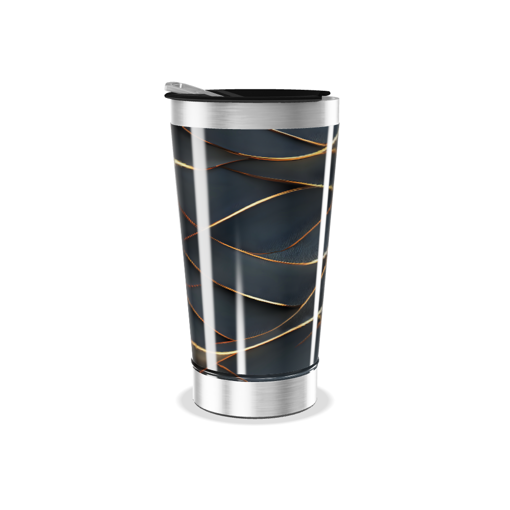 Copo Térmico - Preto com Linhas Douradas