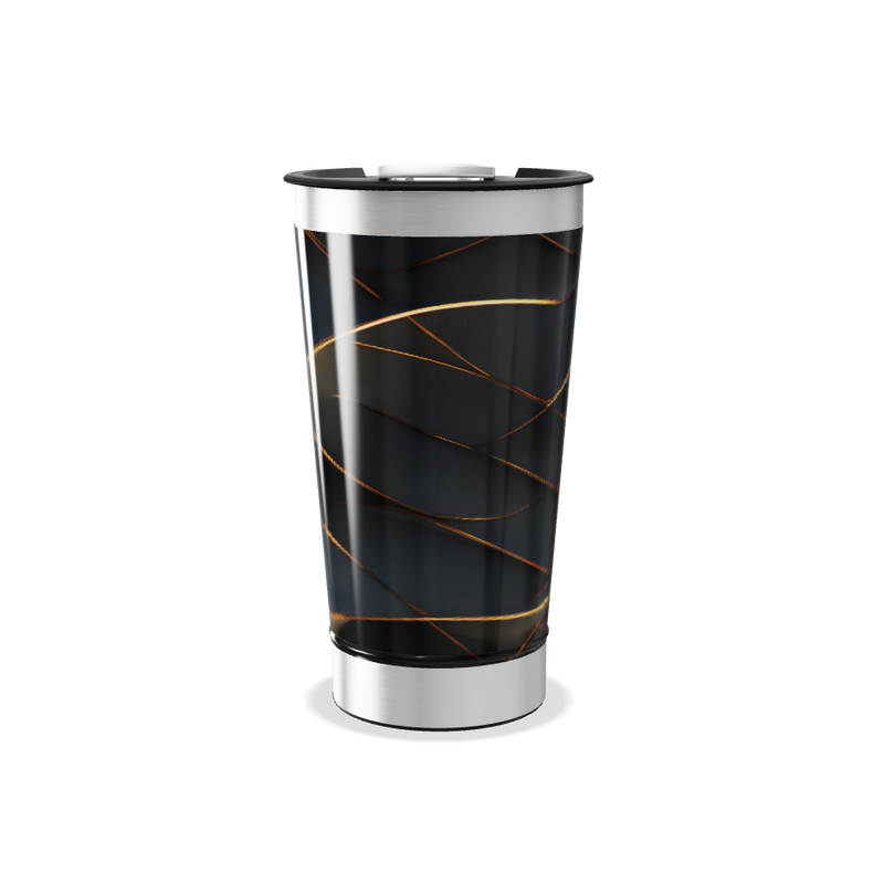 Copo Térmico - Preto com Linhas Douradas