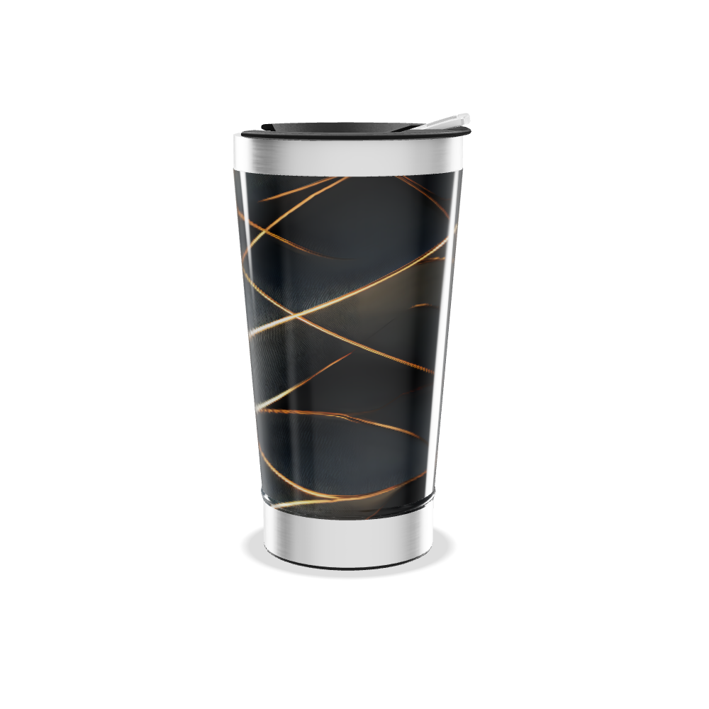 Copo Térmico - Preto com Linhas Douradas