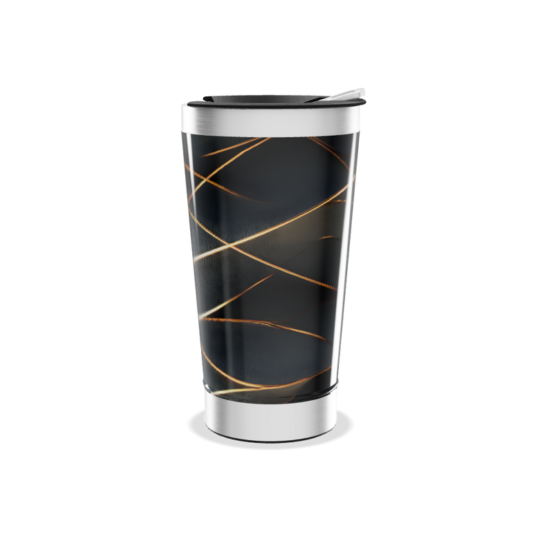 Copo Térmico - Preto com Linhas Douradas