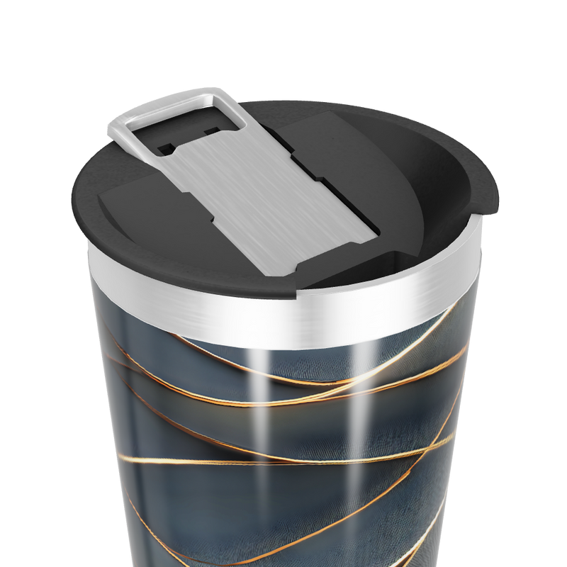 Copo Térmico - Preto com Linhas Douradas