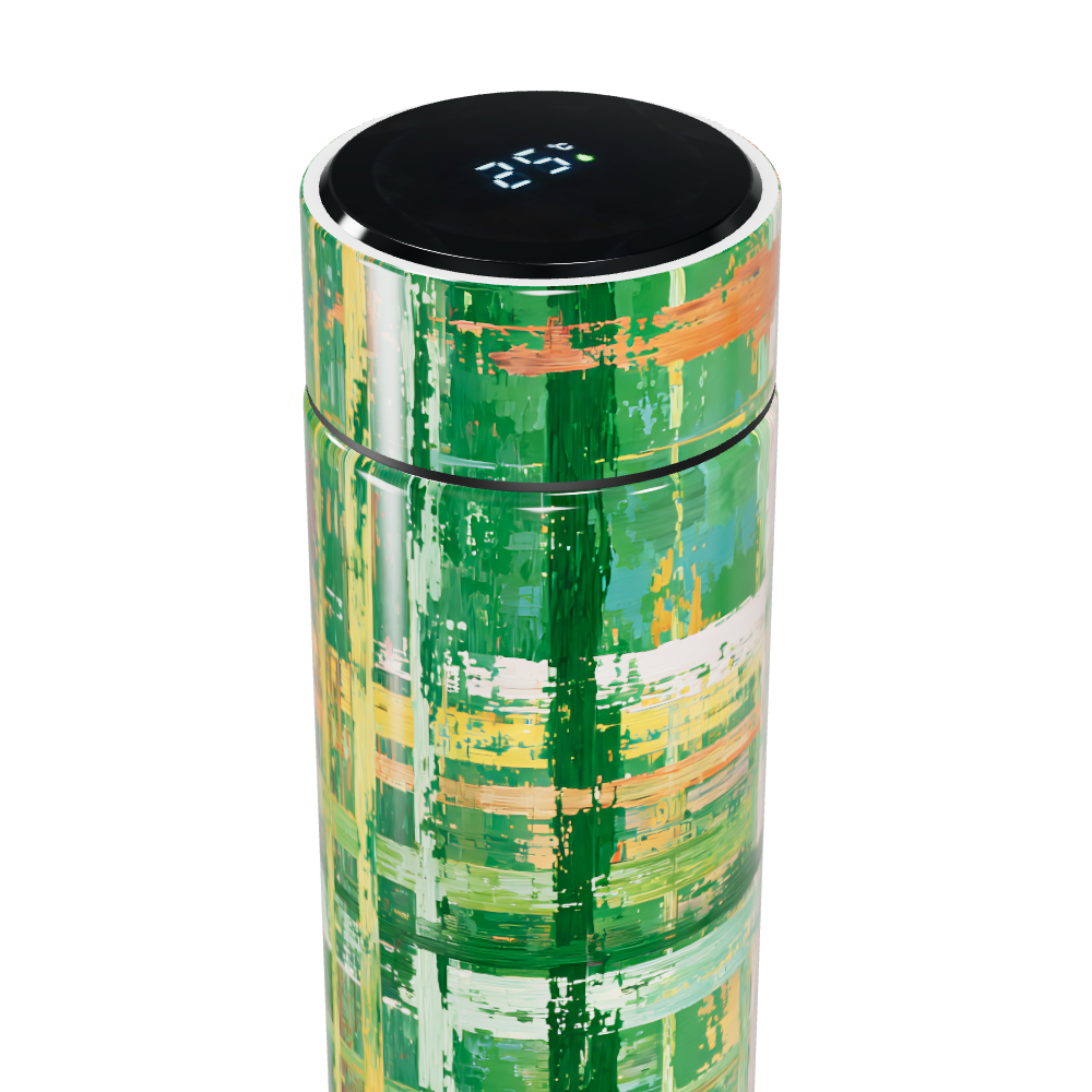 Garrafa Térmica Touch - Estampa Verde Abstrata