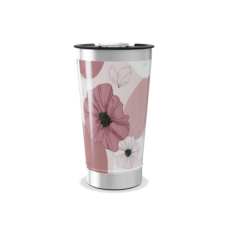 Copo Térmico - Floral Rosa Aço Inox